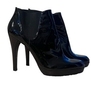 Stuart Weitzman Black Patent Leather Whoop Ankle Boots high heel size 9 Women’s
